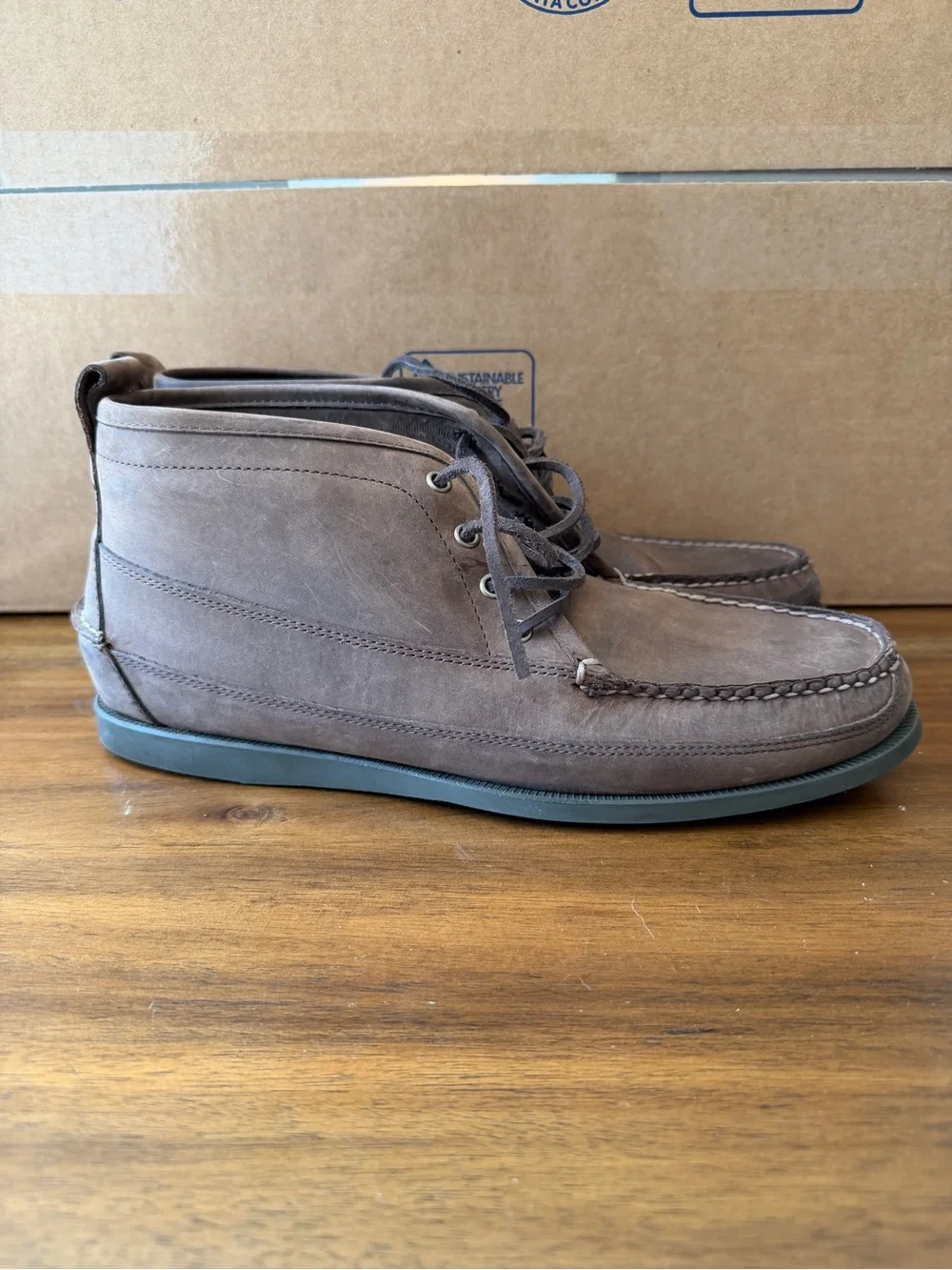 L.L. Bean Men's Brown Leather Moc Toe Chukka Boots